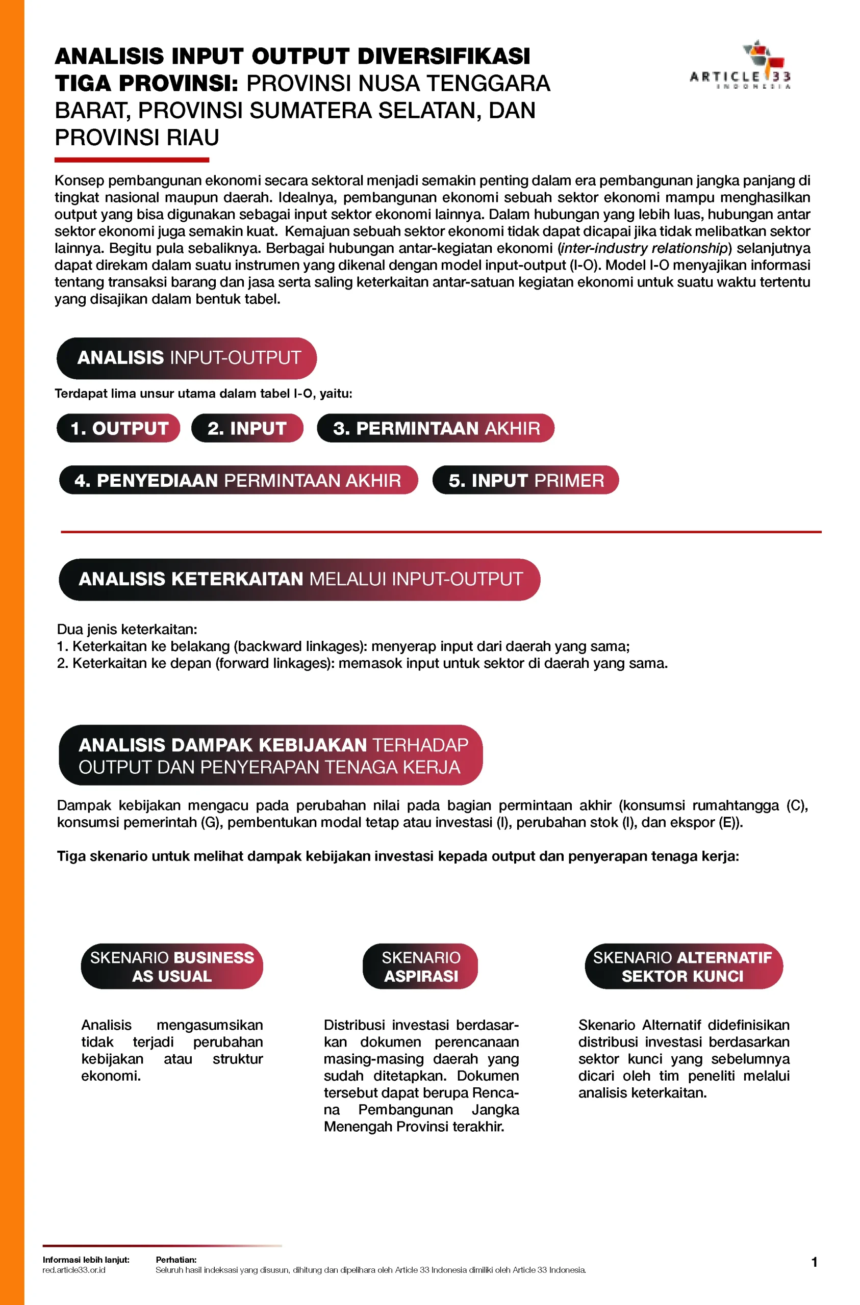 Lembar Fakta 3: Model Investasi dan pendekatan untuk Memilih Sektor Kunci terkait Diversifikasi Ekonomi